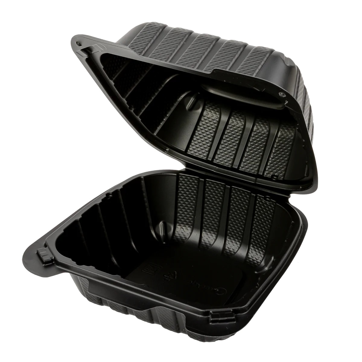 6X6X3 BLACK MINERAL FILLED  HINGED PP CONTAINER 300/CS