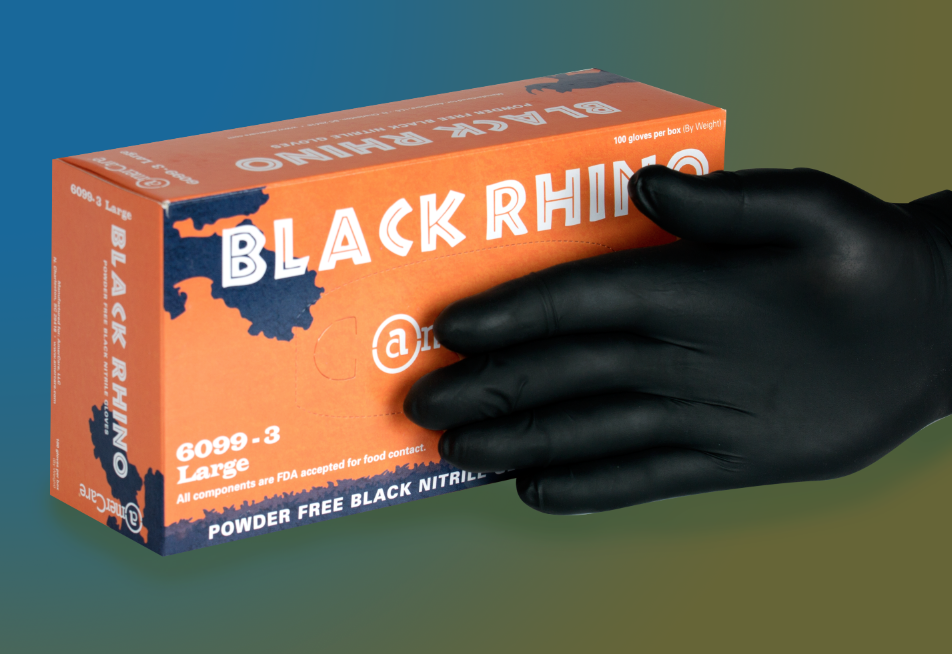 BLACK RHINO NITRILE GLOVE XXL 90 POWDER FREE