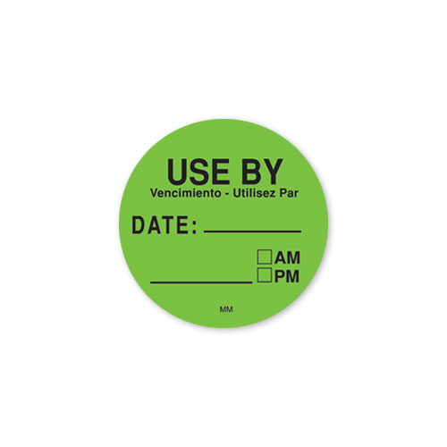 GREEN 1.5&quot; &quot;USE BY&quot; LABEL   500/RL