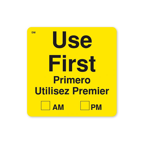 2&quot; &quot;USE FIRST&quot; YELLOW DISSOLVE  LABEL