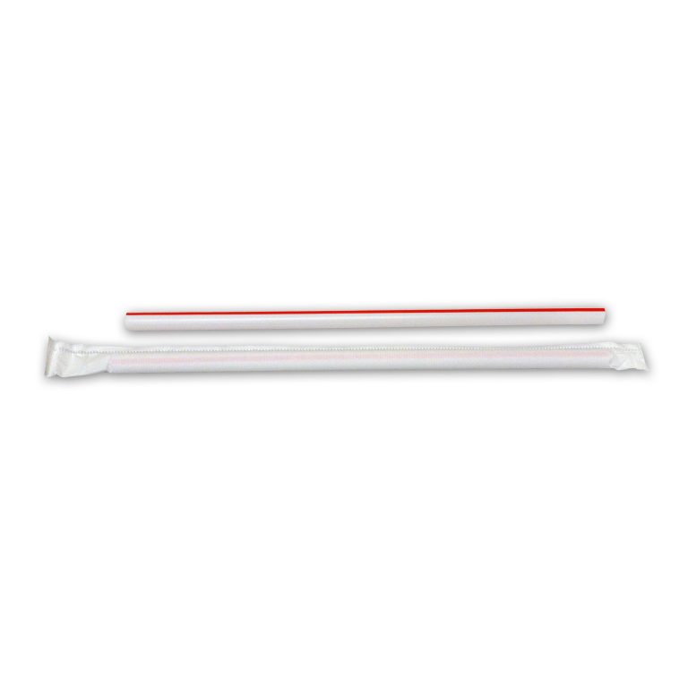 7.75&quot; GIANT RED STRIPE WRAPPED STRAWS 25/300