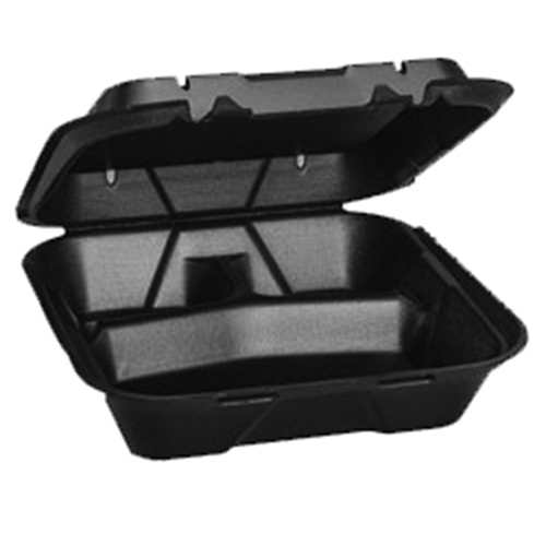 LARGE VENTED 3COMPT. SNAP-IT 
CONTAINER BLACK 200/CS