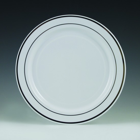 6&quot; WHITE PLATE WITH SILVER TRIM 120/CASE