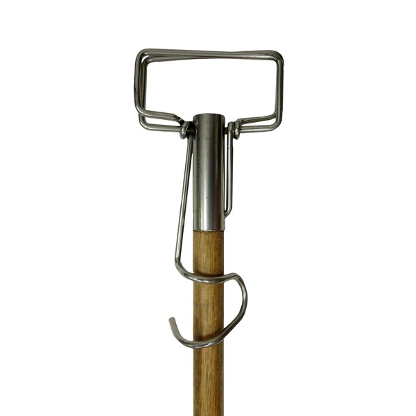 WOOD MOP HANDLE W/ CLAMP STYLE HEAD, 60&quot;