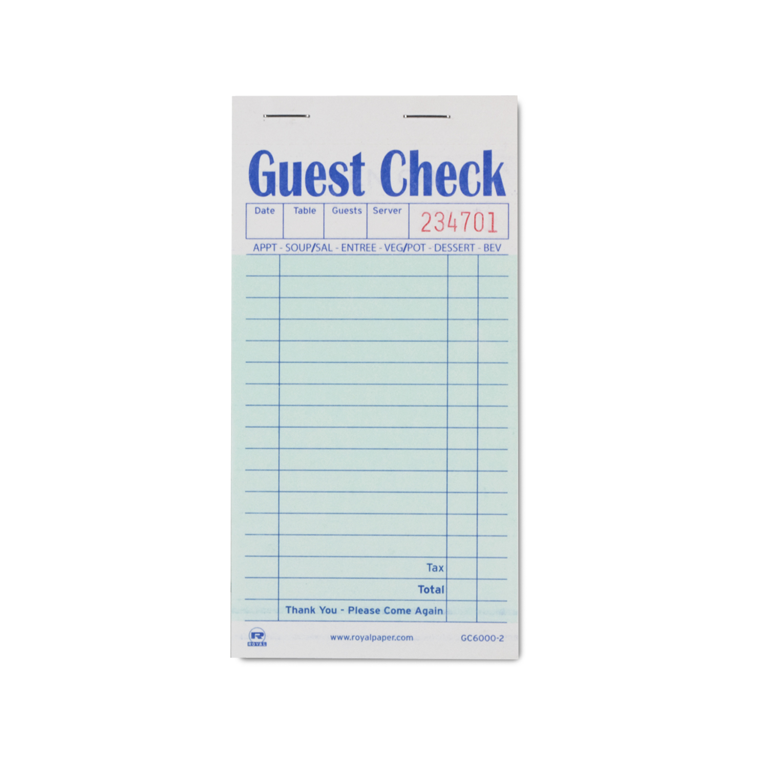 GUEST CHECK DUPLICATE WITH CARBON