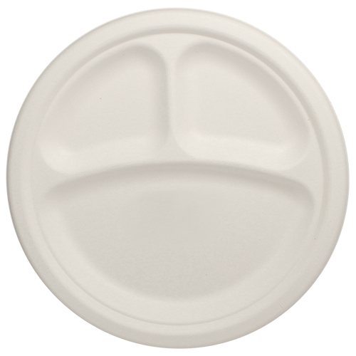 10&quot; 3-COMPARTMENT BAGASSE PLATE 500