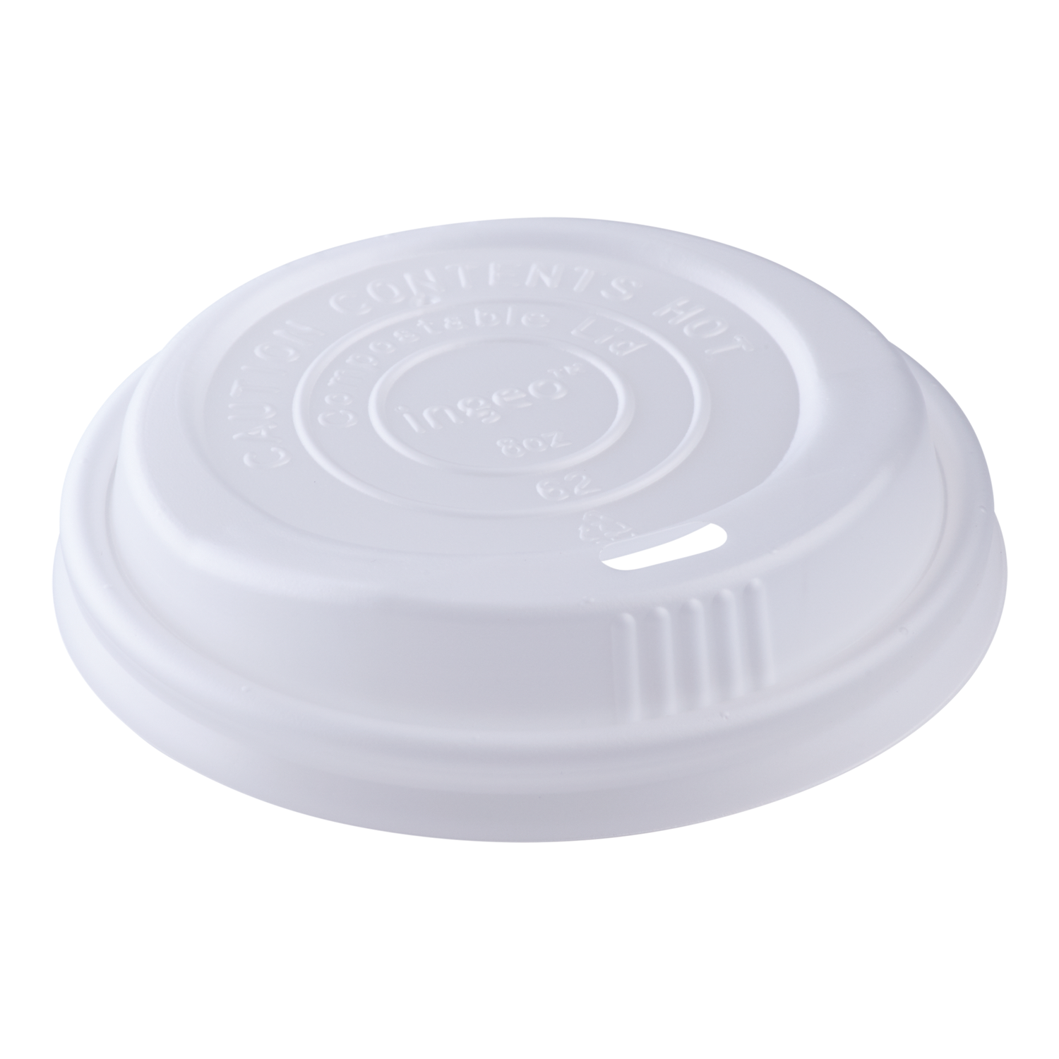 COMPOSTABLE SIP/DOME/HOT LID
FOR 12-20 OZ HOT CUPS 1000/CS